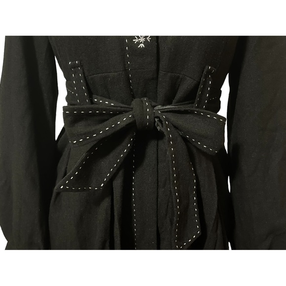 Rare Anthropologie One September Jacket Womens Small Black Snowflakes Wool Coat - Picture 6 of 15